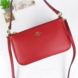 Coach Top Handle Pouch In Crossgrain Leather Red